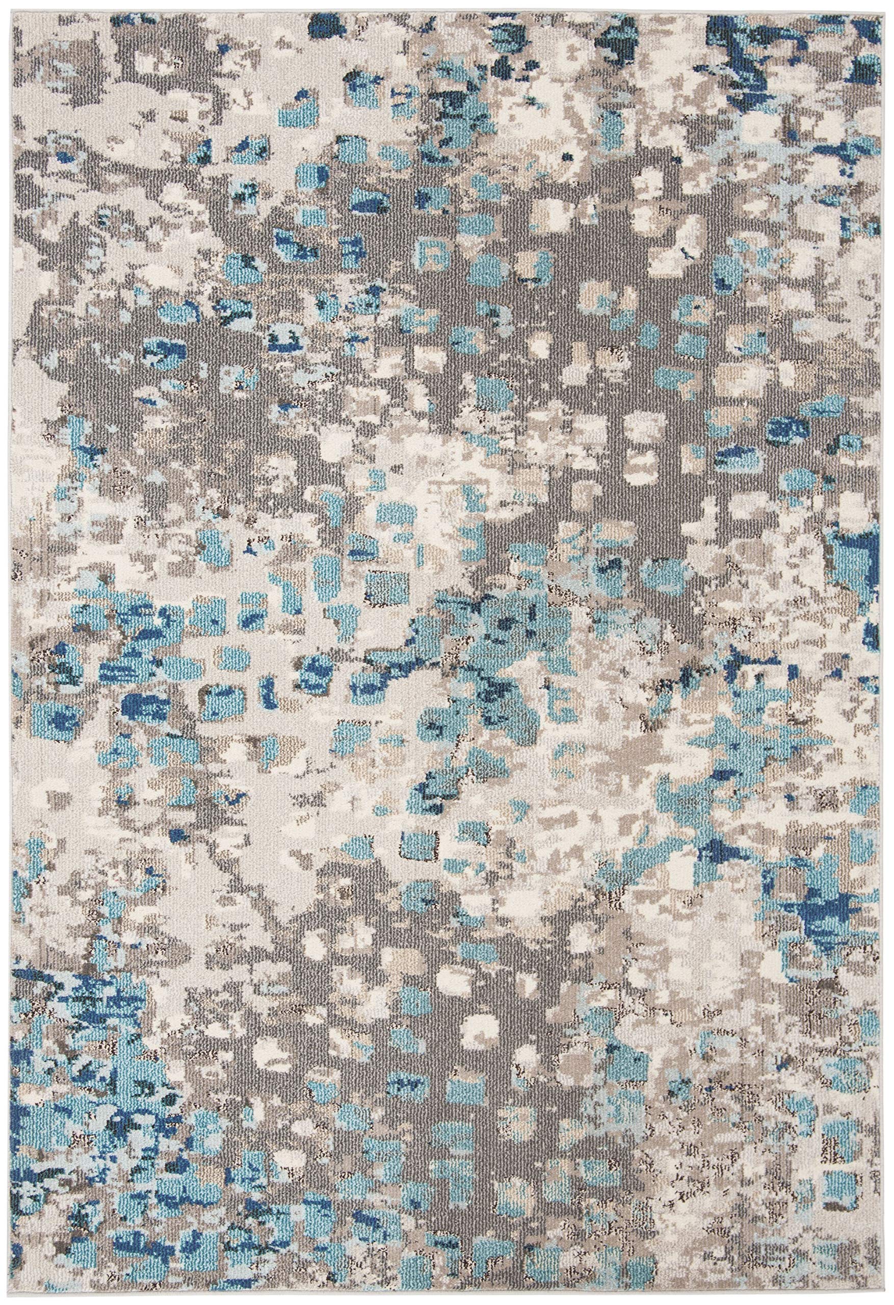 Safavieh Madison Collection Area Rug - 5'3'' X 7'6'', Grey & Blue, Boho Abstract Distressed Design, Non-Shedding & Easy Care, Id